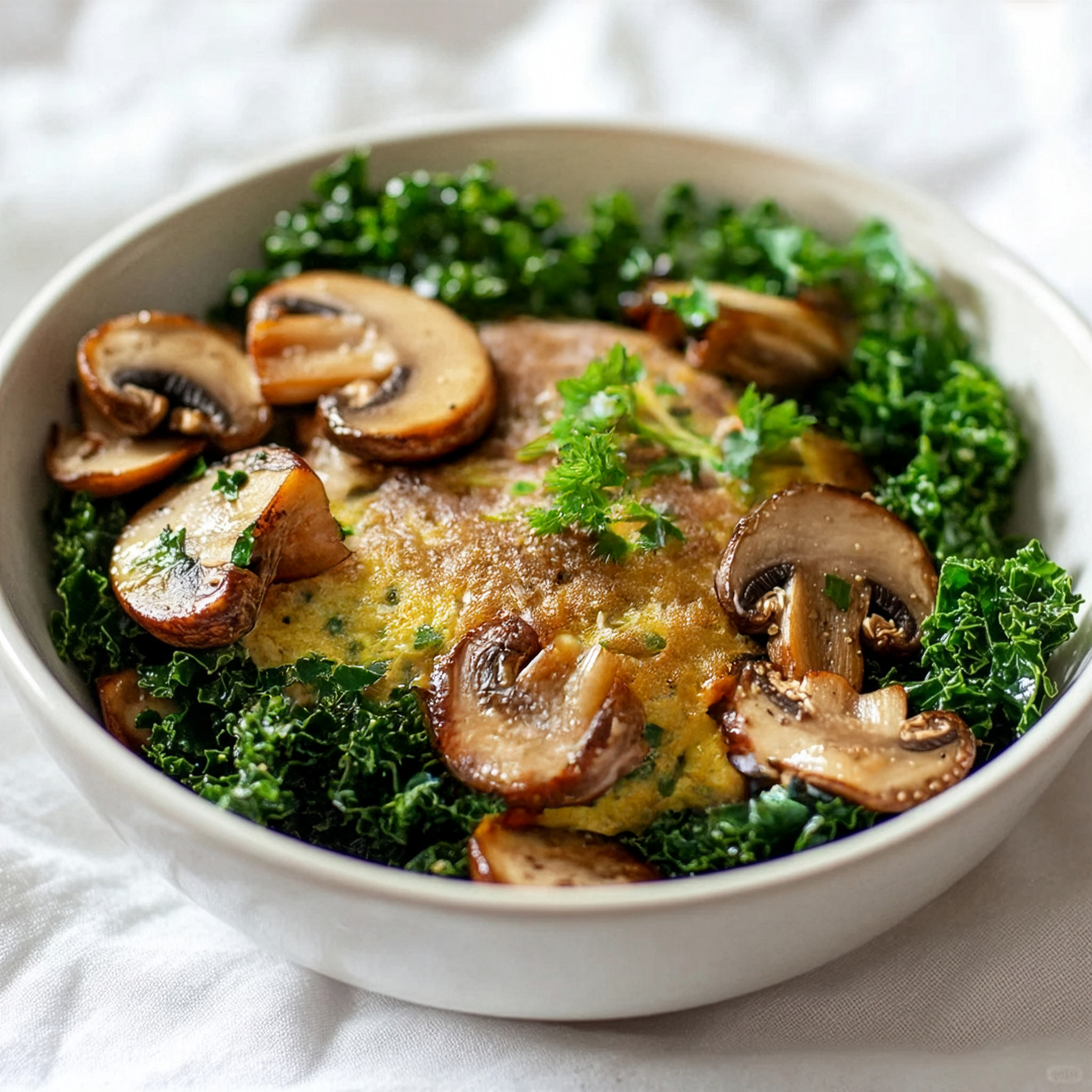 Garlic Mushroom & Kale Omelette